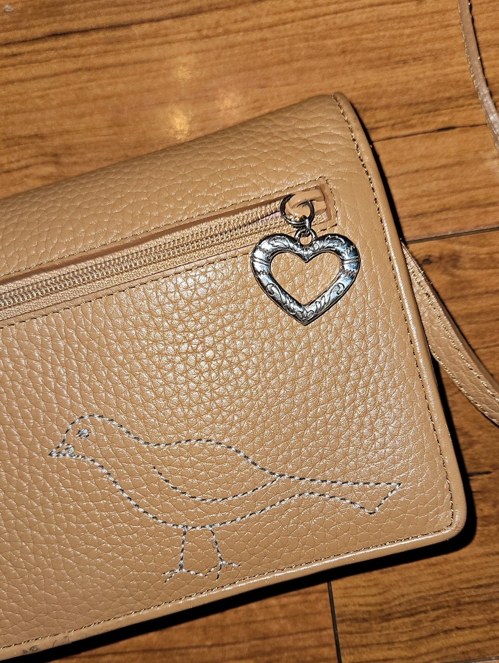 Brighton Pebbled Leather Crossbody With Beautiful Detailed Leather Flowers. - Picture 11 of 16